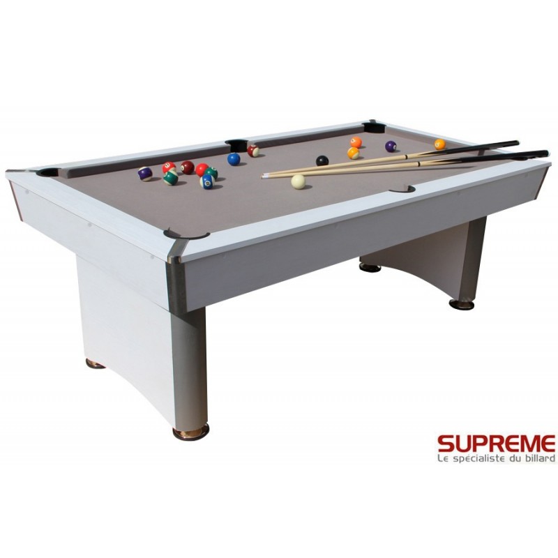 188€ sur Billard Diego - Coloris Blanc boisé tapis gris - Billard