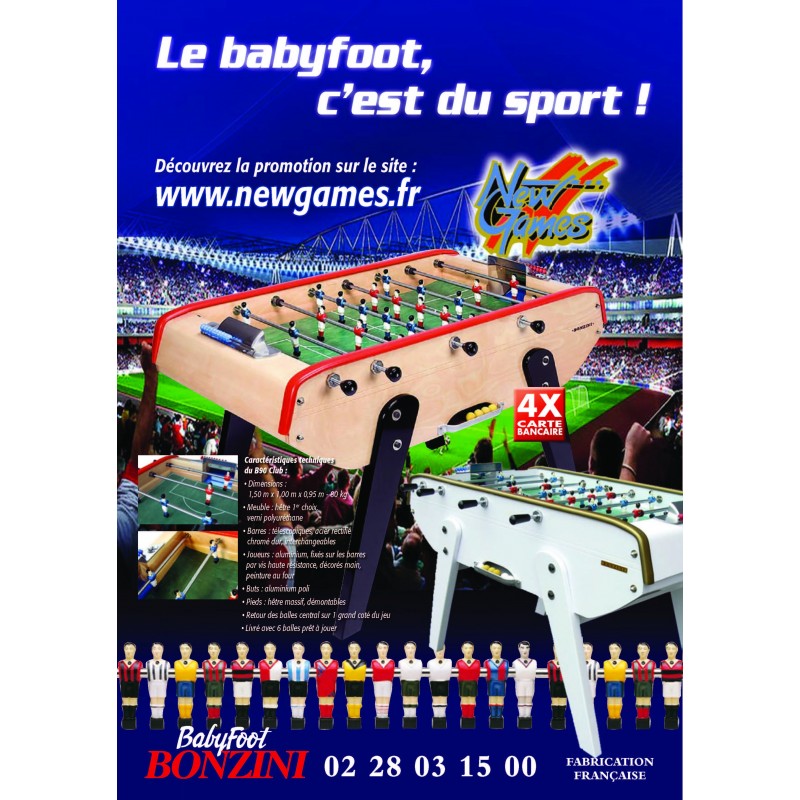 BabyFoot Bonzini B90 PROMOTION Option comprise Buts avec Cendriers